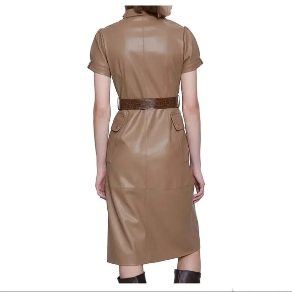 Zara Women Belted Faux Leather Amazing Dress BRAND NEW WITH TAGS - Picture 3 of 5